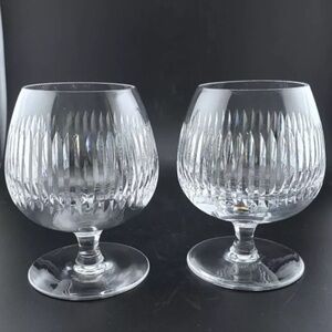 VINTAGE AUTHENTIC GUCCI Set Of 2 Vertical Cut Crystal Brandy  Snifters Glasses